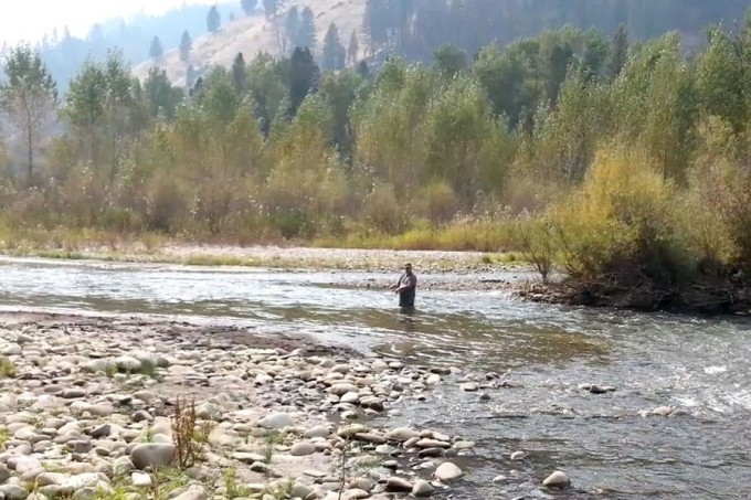 Walking, Wading and fishing for Idaho salmon